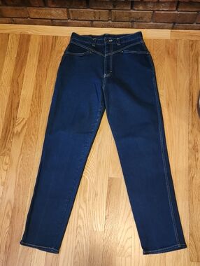 Japanese Dark Denim Air Express Contrast Stitching 4 Pockets High Waist